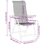 Folding Garden Chairs 8 pcs Grey Poly Rattan 3270613