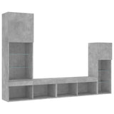 4 Piece TV Wall Units with LED Concrete Grey Engineered Wood 3216650