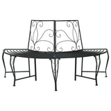 Tree Bench 4-Seater 160 x 80 x 89 cm Steel Black Half-round 42029524