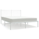 Metal Bed Frame without Mattress with Headboard White 140x200cm 350932