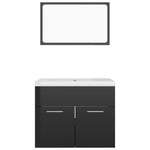 ZNTS Bathroom Furniture Set High Gloss Black Engineered Wood 3070872