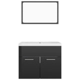 ZNTS Bathroom Furniture Set High Gloss Black Engineered Wood 3070872