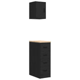 ZNTS Garage Cabinets 2 pcs Black Engineered Wood 3328315