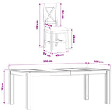 Dining Set 9 pcs Black Solid Oak Wood 3430418