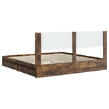 Bed Frame with Storage and Headboard Smoked Oak 180 x 200 cm 3414363