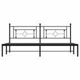 Metal Bed Frame without Mattress with Headboard Black 193x203cm 374345