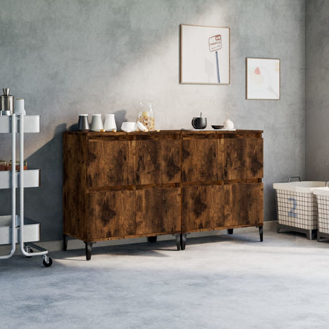 Sideboards 2 pcs Smoked Oak 60x35x70 cm Engineered Wood 3185764