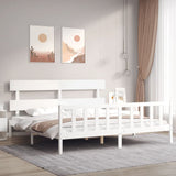 Bed Frame without Mattress White Super King Size Solid Wood Pine 3193287