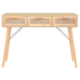 Console Table Brown 105x30x75 cm Solid Wood Pine&Natural Rattan 345629