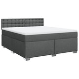 ZNTS Box Spring Bed with Mattress Dark Grey 180x200 cm Fabric 3285982
