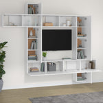 9 Piece TV Cabinet Set White Engineered Wood 3114654
