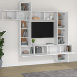 9 Piece TV Cabinet Set White Engineered Wood 3114654