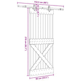 Sliding Door NARVIK Natural and Black 85 x 210 cm 3445373