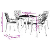 Garden Dining Set White Cast Aluminium 5 Piece Set Ergonomic 3216336