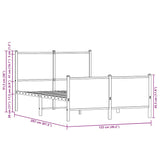 Metal Bed Frame without Mattress Brown Oak 120x200 cm 4007781