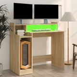 Desk with LED Lights Sonoma Oak 97x45x90 cm Engineered Wood 805555