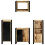 Bathroom Furniture Set 4 pcs Brown and Black Solid Mango Wood 3305664