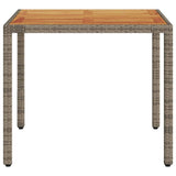 Garden Table with Acacia Wood Top Grey 90x90x75 cm Poly Rattan 365530