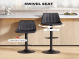 Set of 2 Leathaire Tub Bar Stools - Black T3398P423550