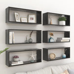 ZNTS Wall Cube Shelf 6 pcs Black 60x15x23 cm Engineered Wood 807138