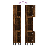 Bathroom Cabinet Smoked Oak 30x30x190 cm Engineered Wood 831545