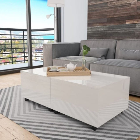 ZNTS Coffee Table High Gloss White 120x60x35 cm 283727