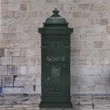Pillar Letterbox Green Cast aluminium Large Decorative Inlays 43890