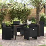 Garden Dining Set 5 pcs Black Poly Rattan 3380595