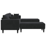 Velvet Sofa with Cushion 3 pcs Black 208 cm Velvet 3335177