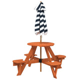 Picnic Table for 4 Kids with Umbrella Round Solid Wood Fir 3281624
