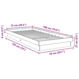 Bed Frame Without Mattress 75x190 cm Solid Oak Wood 851973