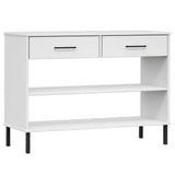 Console Cabinet with Metal Legs White Solid Wood Pine "OSLO 351005