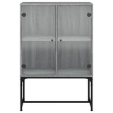 Side Cabinet with Glass Doors Grey Sonoma 69x37x100 cm 836551