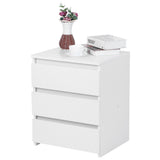 White Modern Bedside Table Cabinet Nightstand with 3 Storage Drawers Bedroom Furniture 49136774