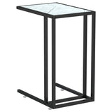 Computer Side Table White Marble 50x35x65 cm Tempered Glass 331652