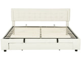 King Size Ottoman Bed Frame, with Front Drawer - Cream T3398P423096