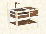 Wooden Tortoise House, with Shelter, Run, Shelf, Lamp Holder, Tray - Brown T3398P350000
