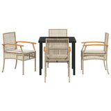 Garden Dining Set with Cushion 5 pcs Beige and Black Rattan 3380828