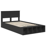 Bed Frame with Shelf Manual Black 135 x 190 cm Engineered Wood 3408376