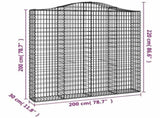Arched Gabion Baskets 3 pcs 200x30x200/220 cm Galvanised Iron 3145536