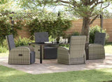 Garden Dining Set with Cushion 5 pcs Grey Poly Rattan 3379502