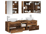 Bathroom Furniture Set 5 pcs Old Wood Engineered Wood and Glass 3406733