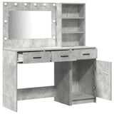 Dressing Table with Mirror Lights 2 pcs Grey Engineered Wood 3334266