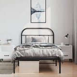 Metal Bed Frame without Mattress with Headboard Black 100x190cm 353629