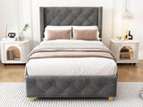 Upholstered bed,Single Bed-3ft ,With slatted frame and headboard, Button Rivet N606P243925G