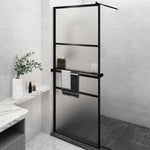 ZNTS Walk-in Shower Wall with Shelf Black 80x195 cm ESG Glass&Aluminium 3185451