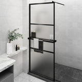 Walk-in Shower Wall with Shelf Black 80x195 cm ESG Glass&Aluminium 3185451