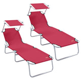 Sun Lounger Folding 2 pcs Red 58 x 188 x 77cm Polyester 42003061