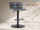 Set of Two Modern Faux Leather Bar Stools - Dark Grey T3398P423891