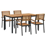 Garden Dining Set 5 pcs Black Solid Acacia Wood 3284399